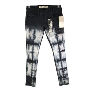 Kill City Womens Conspirators Tie-Dye Skinny Jeans Black White Goth Punk 27